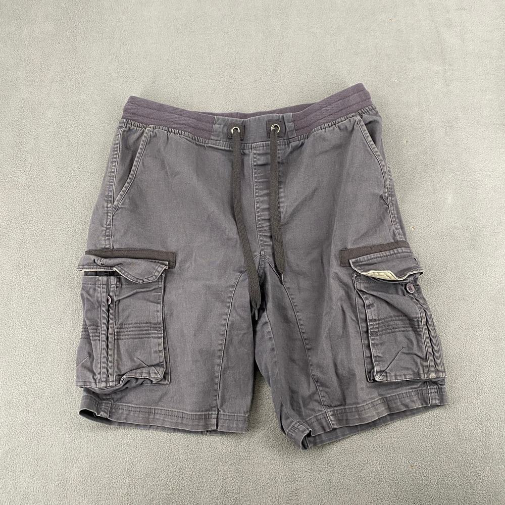 Airwalk Mens Gray Cargo Shorts Skater Y2K Elastic Waist Drawstring Size 32